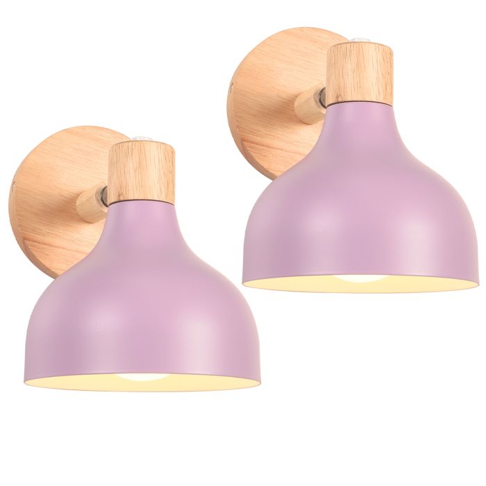 iDEGU 2pcs Applique Murale Interieur Rétro 15cm Lampe Murale Réglable en Bois Métal E27 Luminaire Industriel Spot LED Violet