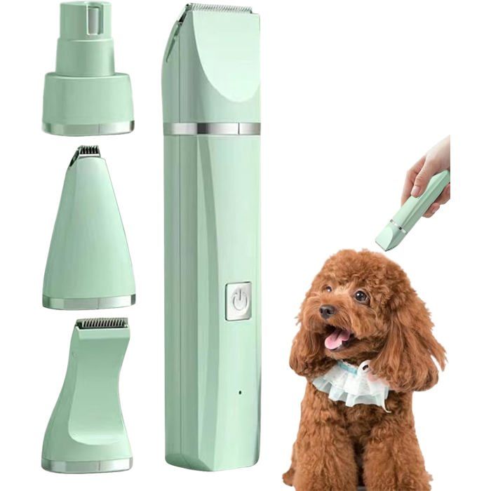 Tondeuse silencieuse sans fil 4-en-1 pour chien et chat – museau pattes yeux