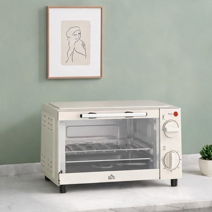 Mini four électrique 9 L en métal crisp white 100-230 °C minuterie 60 min 750 W
