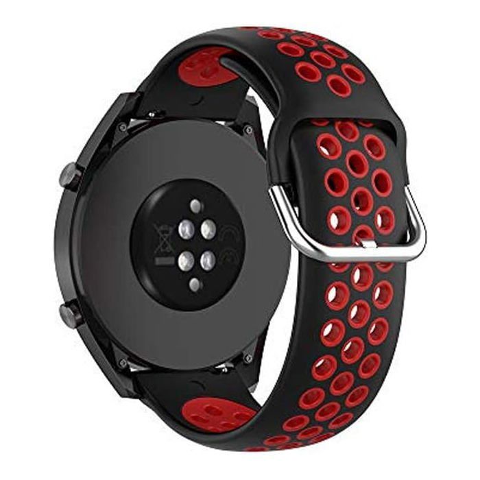 Bracelet de montre en silicone - Largeur 22 mm - Bicolore Noir/Rouge - Compatible Polar Vantage M