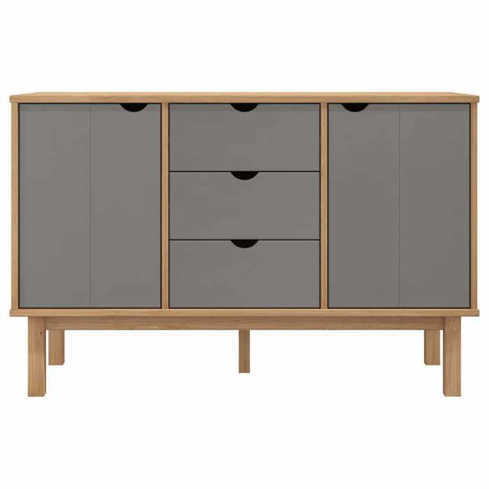 Gris Buffet & bahut contemporain，Buffet OTTA Marron et gris 113 5x43x73 cm Bois massif pin FR&71