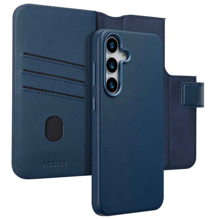 Coque adapté à Samsung Galaxy S25 Plus - Accezz Étui de télephone portefeuille en cuir 2-en-1 avec MagSafe - Nightfall Blue