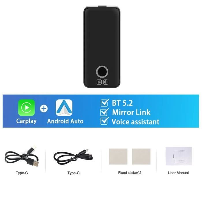 ATOTO CB6 - Adaptateur CarPlay Sans Fil 2025 - Boîte Android Auto Plug & Play - Netflix/YouTube - 4G LTE - 8Go/128Go - DriveChat - Android 13