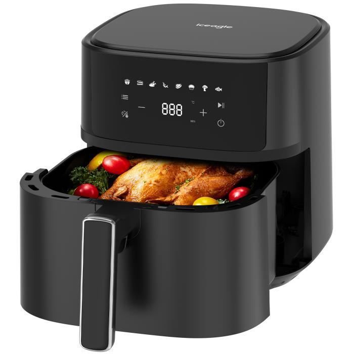 Friteuse sans Huile XL 65L – Friteuse à Air Chaud - Air Fryer 1700W 8 Programmes Affichage LED Recettes - Aoucheni