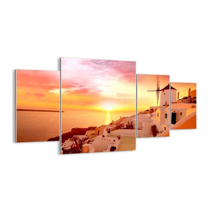 Tableau Sur Verre ARTTOR 100x40cm, Paysage Plage Soleil Oiseaux, Déco Murale