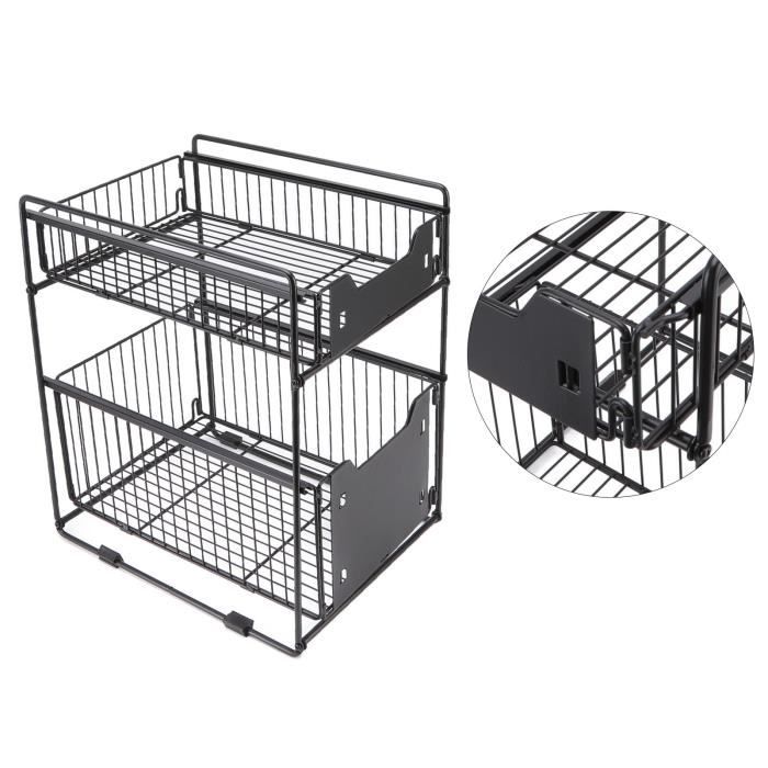 JYPS Lot De 2 Organiseurs Sous évier, 2 Niveaux Coulissants Sous La Cuisine Et La Salle