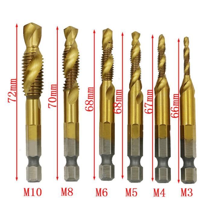 6pcs HSS Haute Vitesse Acier Revêtement Titane forets Outils Set 3//4//5//6//6.5//8mm