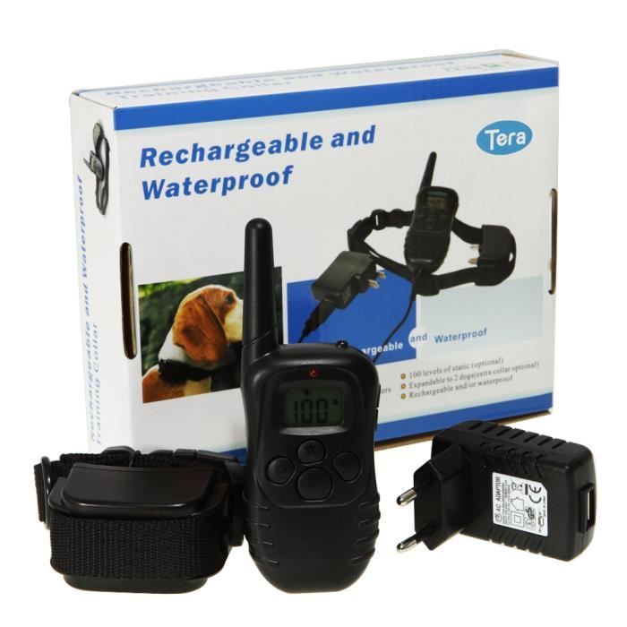 Meilleurs prix pour Tera® collier de dressage rechargeable étanche avec fonction de vibration sonore choc électrique pour entraîner chien