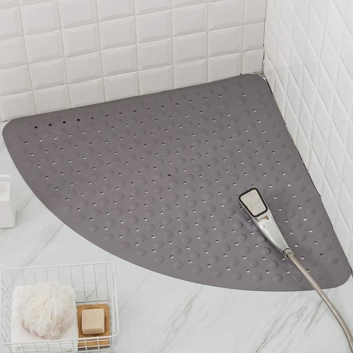 Tapis de douche d'angle Grand tapis de douche en forme d'éventail Tapis antidérapant pour salle