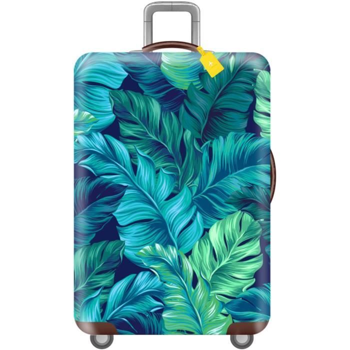 Housse De Valise Élastique Motif Plantes Tropicales Perroquet - Protection Voyage L (26-28 Pouces)
