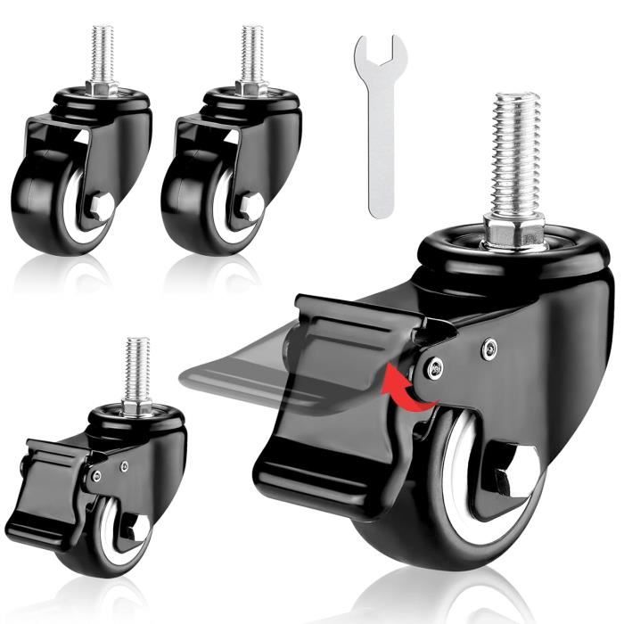 Roulette Pivotante Charge Lourde 4 Pouces Avec Ressort - Hauteur Réglable 60mm