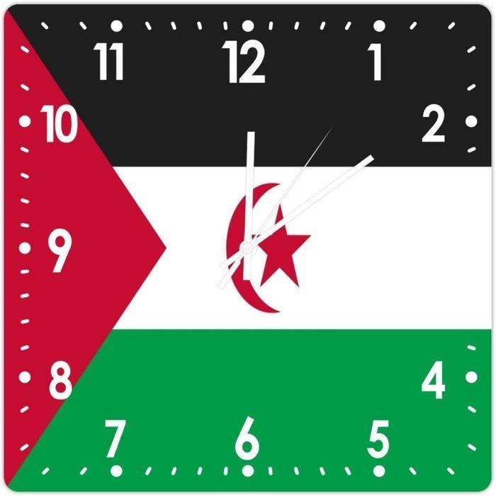 Horloge Murale Carrée Bois Motif Crabe Rouge 20 Cm - Silencieuse, Sans Tic-tac, Pile AA