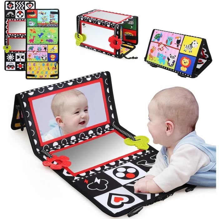 Miroir de sol noir et blanc pour bébé, jouets sensoriels pour bébé