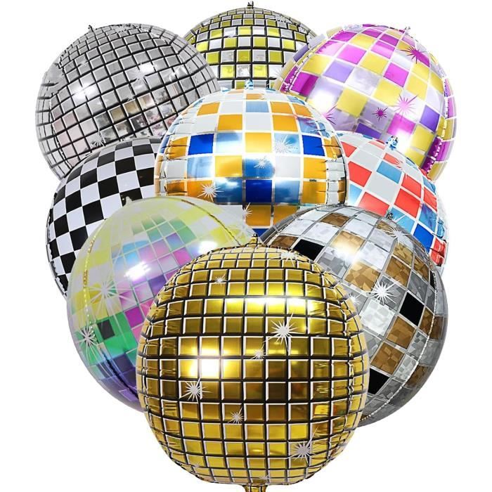 9Pcs Disco Ballons Aluminium, 22 Pouces Ballons Disco Multicolores, Disco  Ballons Deco, Décorations De Fête Disco Des Années[J5710]