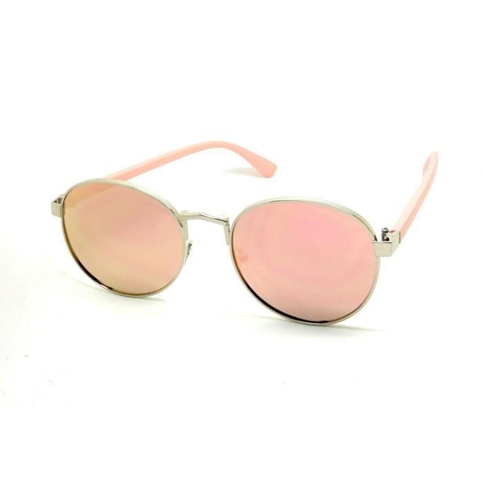 Lunettes Soleil Homme Femme Ovale pais Rond M tal Rose Mat Miroir