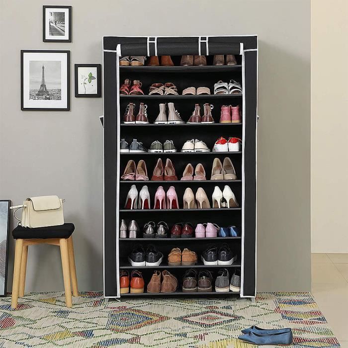 Penderie Royalbell - Armoire Placard à Chaussures 160x88x28cm Noir