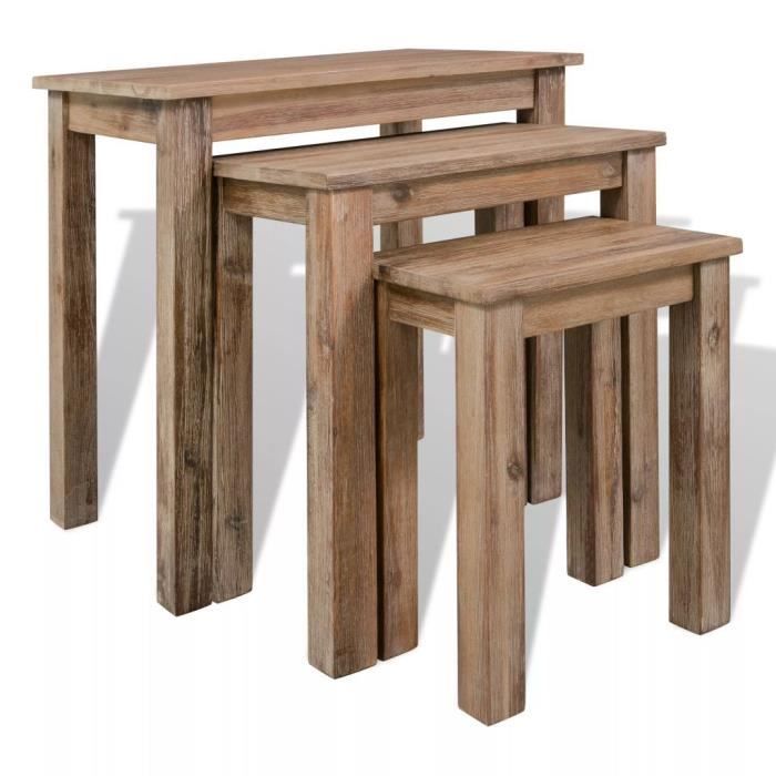 Ensemble De Tables Gigogne En Bois D Acacia Massif Salon