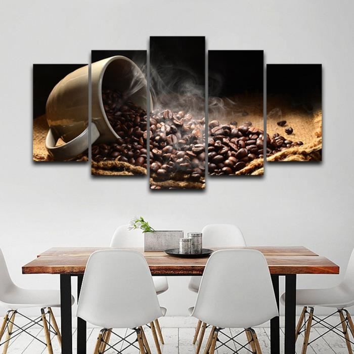 Peinture Cuisine Mur Art 5 Pieces Parfume Cafe Haricots Photos
