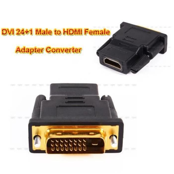 Adaptateur Convertisseur Connecteur DVI 24 + 1 Pin Mâle Vers HDMI Femelle
