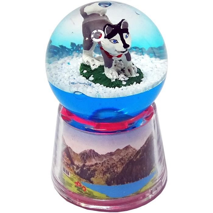 KDO-JOUETS.COM Boule à Neige Husky Personnalisable décor Montagne