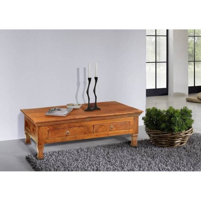 Table basse 120x75cm - Bois massif dacacia laqué (Miel) - OXFORD #0445 Table basse 120x75cm - Bois massif dacacia laqué (Miel) - OXFORD #0445