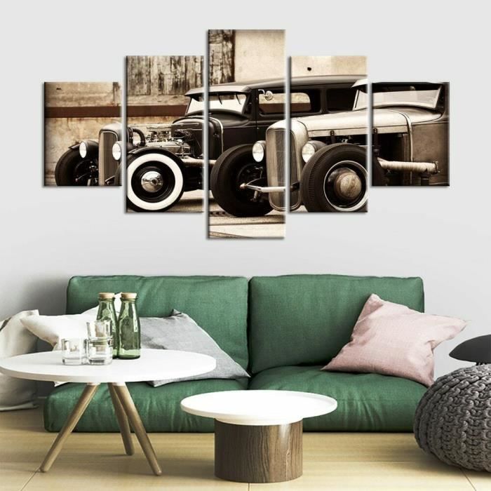 Toile Art Murale BMW 5 Pièces - Décoration Maison Moderne, Multicolore, Sur Toile