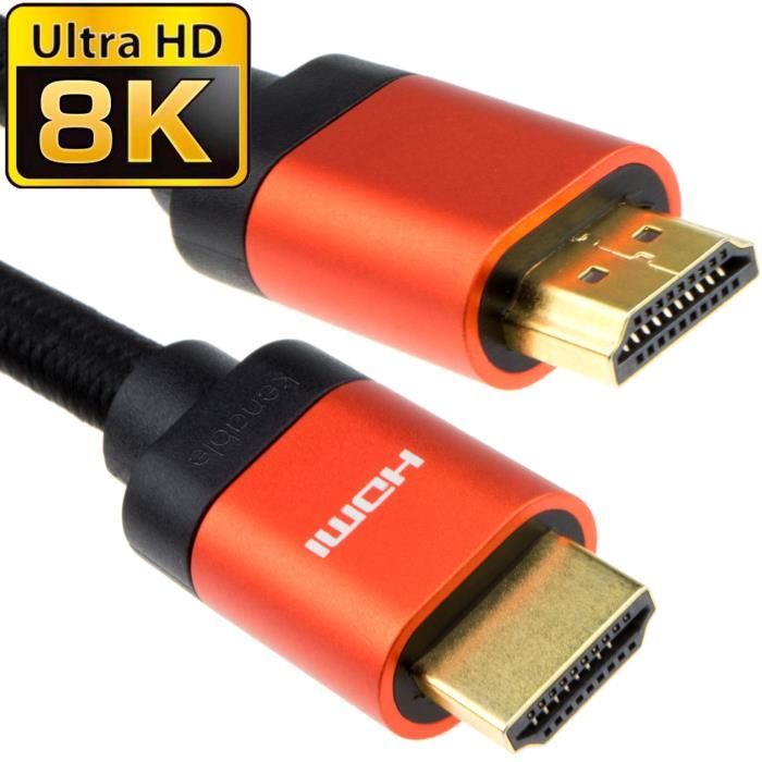 Câble HDMI 2.1 Ultra Haute Vitesse Premium 8K 48Gbps 4K@120 PS5 Xbox X Or 2M