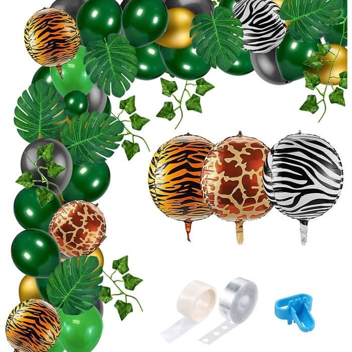 YunBey 4 Guirlandes Feuilles Jungle Tropicales - Décoration Anniversaire Enfants, Fête Été, Bannière Feuilles Réaliste