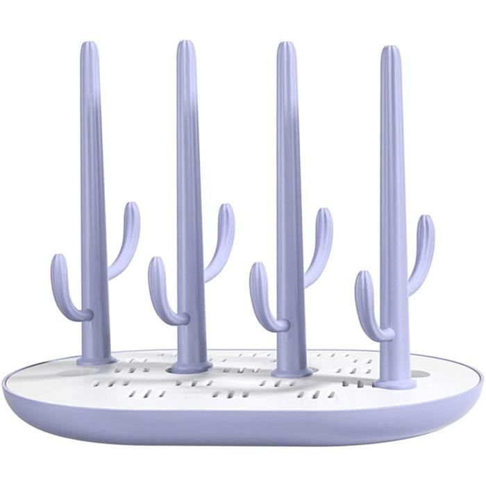 Égouttoir à Biberons Diffaxy Forme Cactus - 12 Supports, Plateau Amovible - Gris