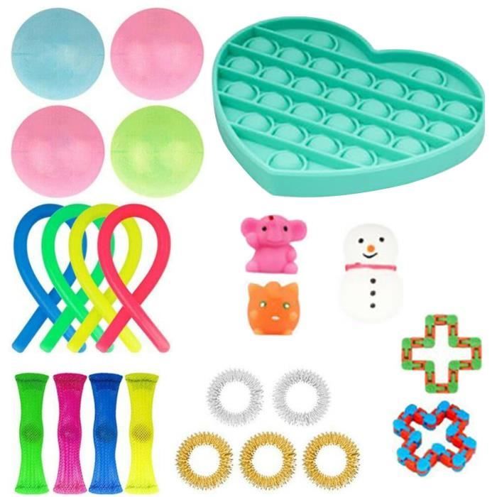 Boule Sensorielle ACDOLF Antistress - Jouet Fidget à 16 Bandes Silicone - Pour Concentration, TDAH, Autisme - Dès 3 Ans
