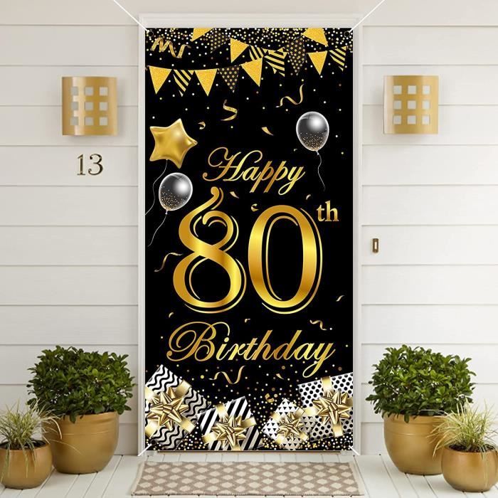 Decoration De Fete D Anniversaire 80 Ans Toile De Fond Noire Et Doree Et Banniere De Porte Pour 80e Anniversaire Grande Banniere Cdiscount Maison