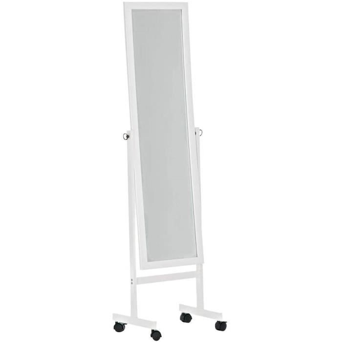 Miroir Inclinable en Bois Yolanda /à roulettes Couleur au Choix: Miroir /Él/égant pour la Salle de Bain ou Chambre 150 x 45 cm Couleurs:Blanc