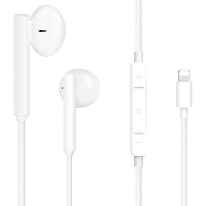 Casque écouteurs intra-auriculaires filaires pour iPhone 12 - Blanc