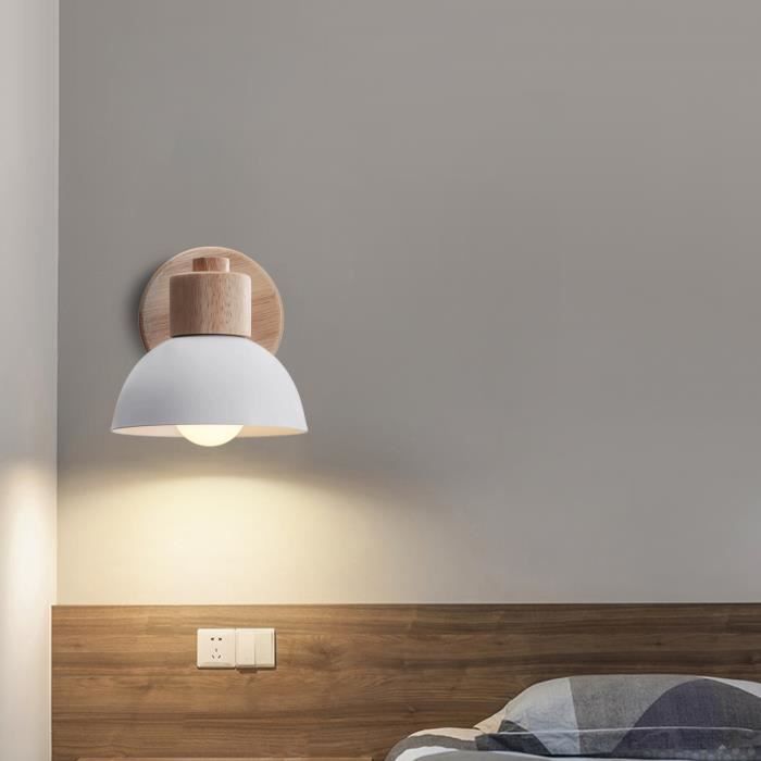 Zaku Applique Murale Industrielle Vintage 15cm Lampe Murale E27 Réglable en Bois Métal Rétro Pour Chambre Salon Couloir - Blanc