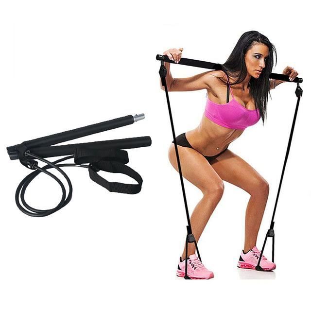 Barre De Musculation Pilates + Bande élastique Résistance Réglable – Fitness, Gym