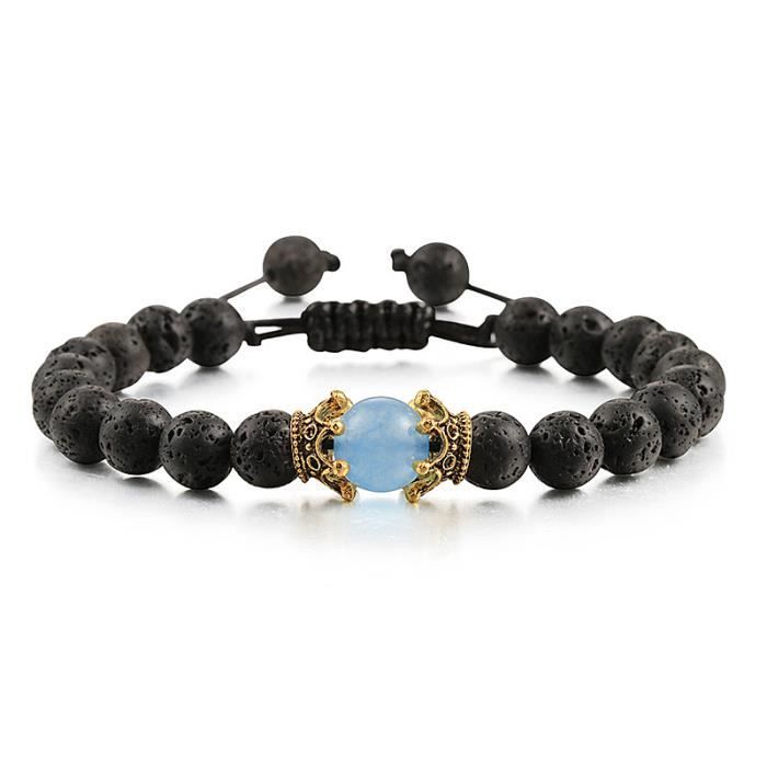 Bijoux Bracelet avec corde réglable Perles Pierre de lave Bijoux Bracelet avec corde réglable Perles Pierre de lave