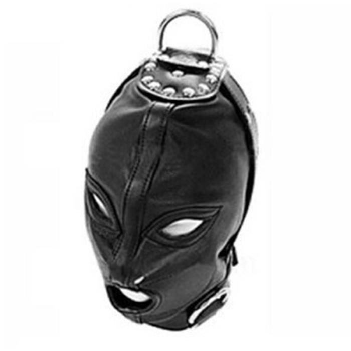 Capuche Bondage Intégrale Noire Avec Ouverture Bouche, Pour Adultes, SM