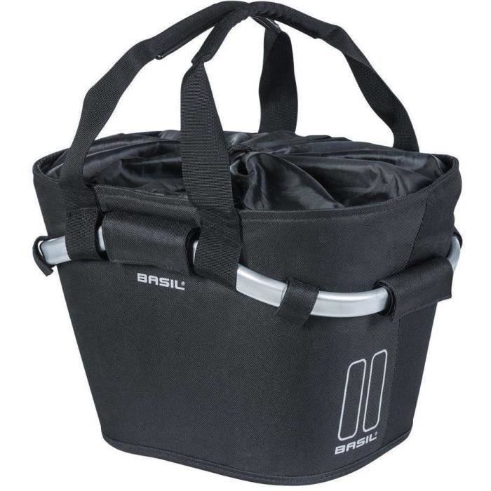 Panier de vélo avant Basil Classic - Noir - Plateau adapteur Klickfix 15l inclus - Imperméable