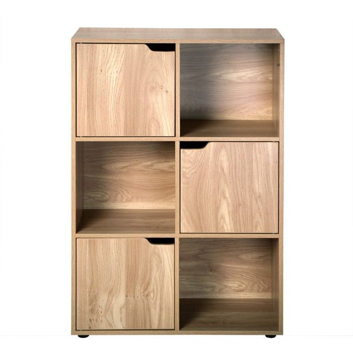 CALICOSY - Meuble à 6 cases avec trois portes - Modu - Bois
