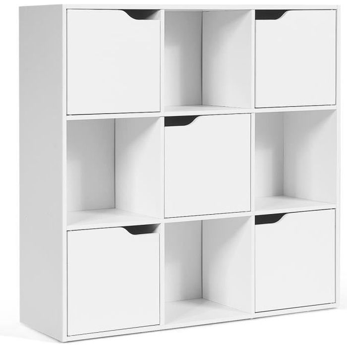 COSTWAY Bibliothèque Meuble de Rangement - 5 Portes 9 Compartiments Dispositif anti-basculement Coffre à jouets Blanc COSTWAY Bibliothèque Meuble de Rangement - 5 Portes 9 Compartiments Dispositif anti-basculement Coffre à jouets Blanc