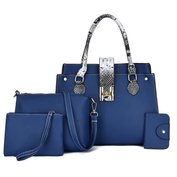 Set De 4 Sacs à Main Femme Niktule - Sac Bandoulière, Fourre-tout, Portefeuille, Trousse - Cuir PU - Ensemble Cadeau