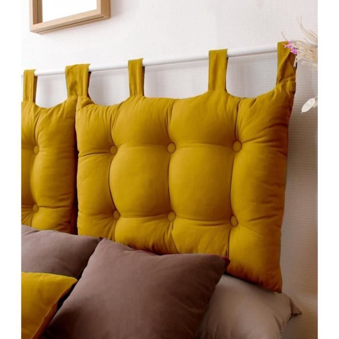 tête de lit capitonnée - enjoy home - taille 70x45 cm - couleur moutarde