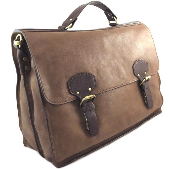 Sac hot sale cartable marron
