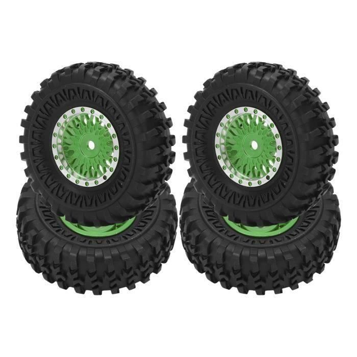 Qiilu Roue en métal RC 4pcs Pneus Télécommandés de Roue RC en Alliage d