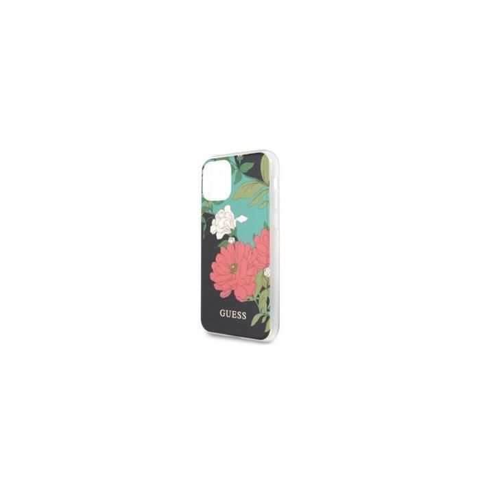 Guess Coque - Iphone 11 Pro Max - Fleur - Shiny - Rigide avec bords souples