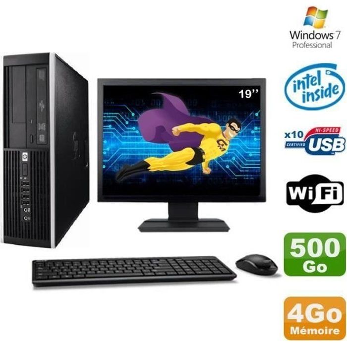 PC Complet HP Elite 6000 Pro SFF E5400 2.7Ghz 4Go Disque 500Go WIFI windows10 Pro + Ecran 19\