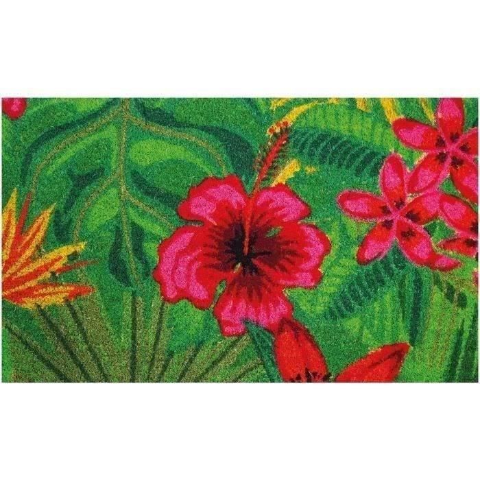 Tapis coco naturel hibiscus 45x75cm