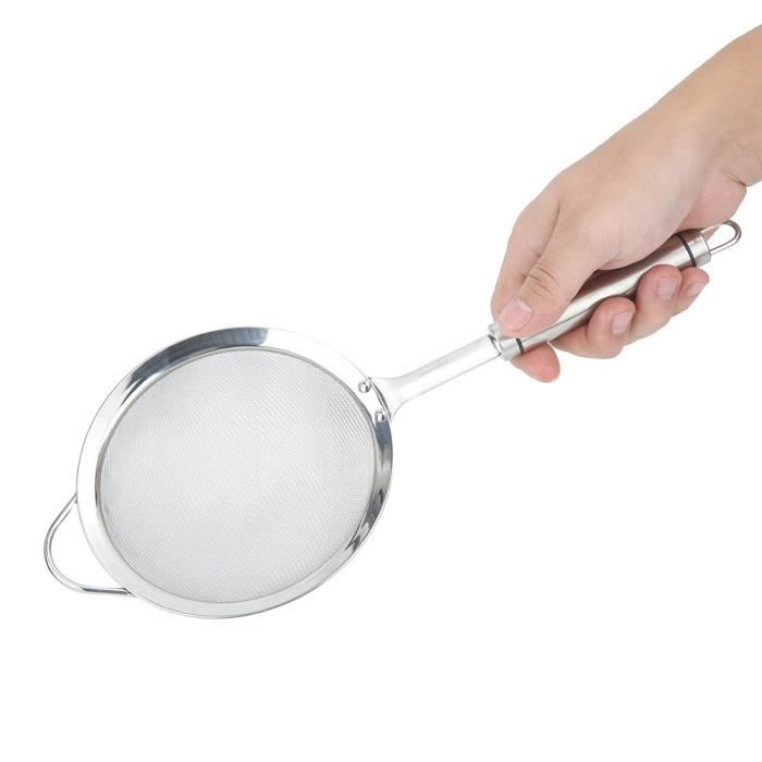 Tamis à Farine Ronde Professionnel 20,3 Cm En Acier Inoxydable 304 – Maille Fine 80, Avec Anneau De Suspension – Idéal Pâtisserie Et Cuisson