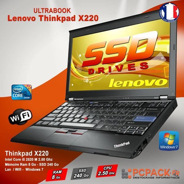 Top achat PC Portable Lenovo Thibkpad X220 i5 8Go 240Go SSD  WIFI Windows 7 pas cher