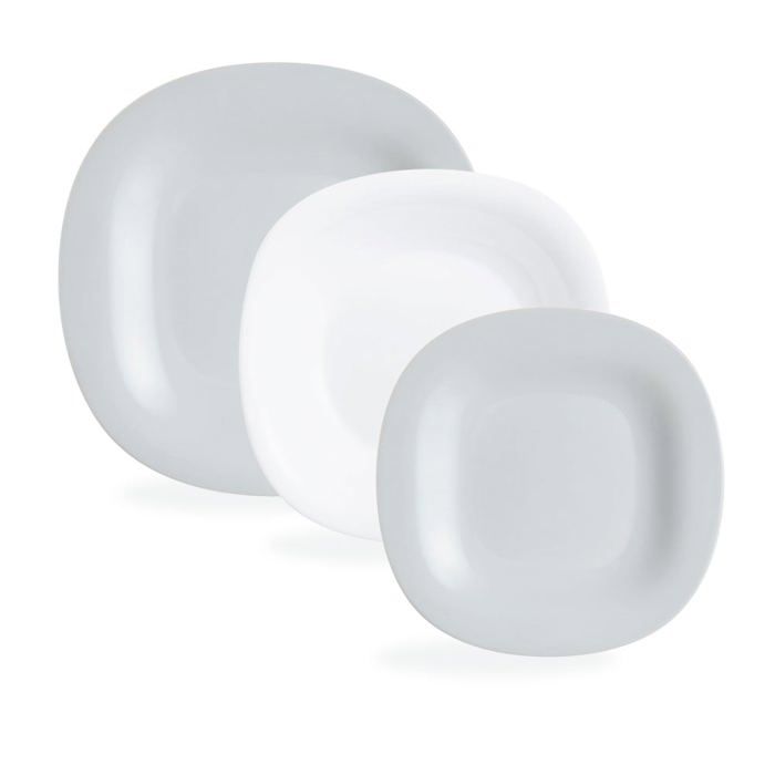 Service de table 18 pièces Carine gris et blanc - Luminarc - Opale trempé extra résistant